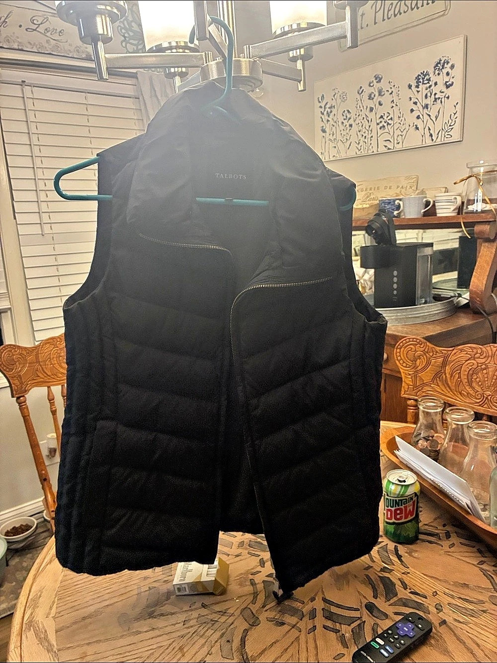 Talbots Down Puffer Vest Quilted Black Size Small